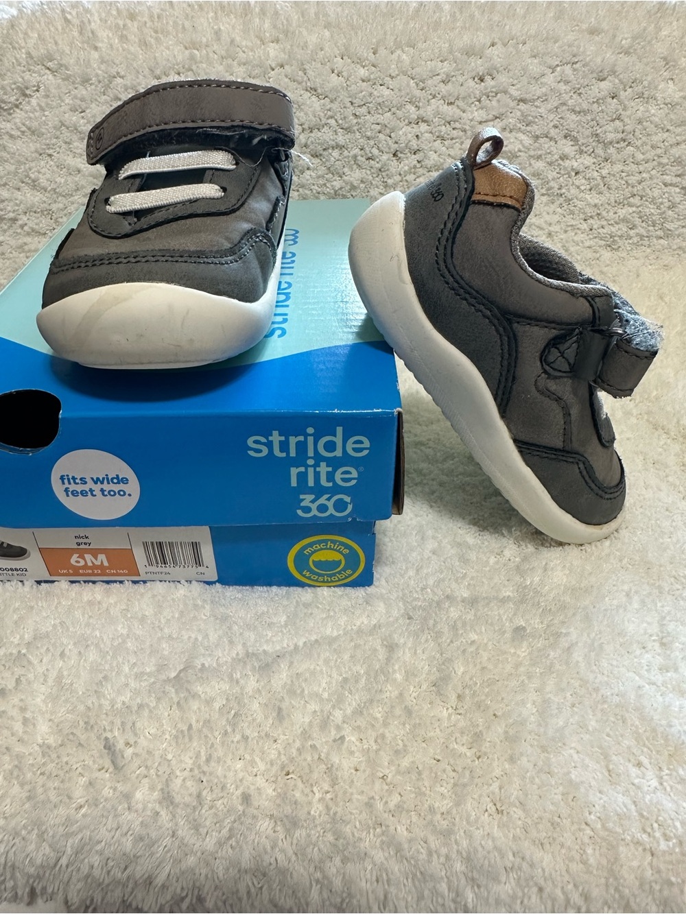 Stride Rite 360 Gray Toddler Shoes with Velcro Strap